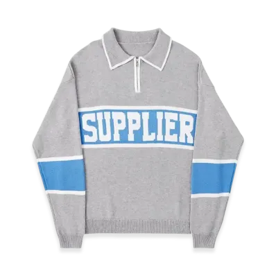 SUPPLIER College Logo Half Zip C-Logo Knit "Gray"