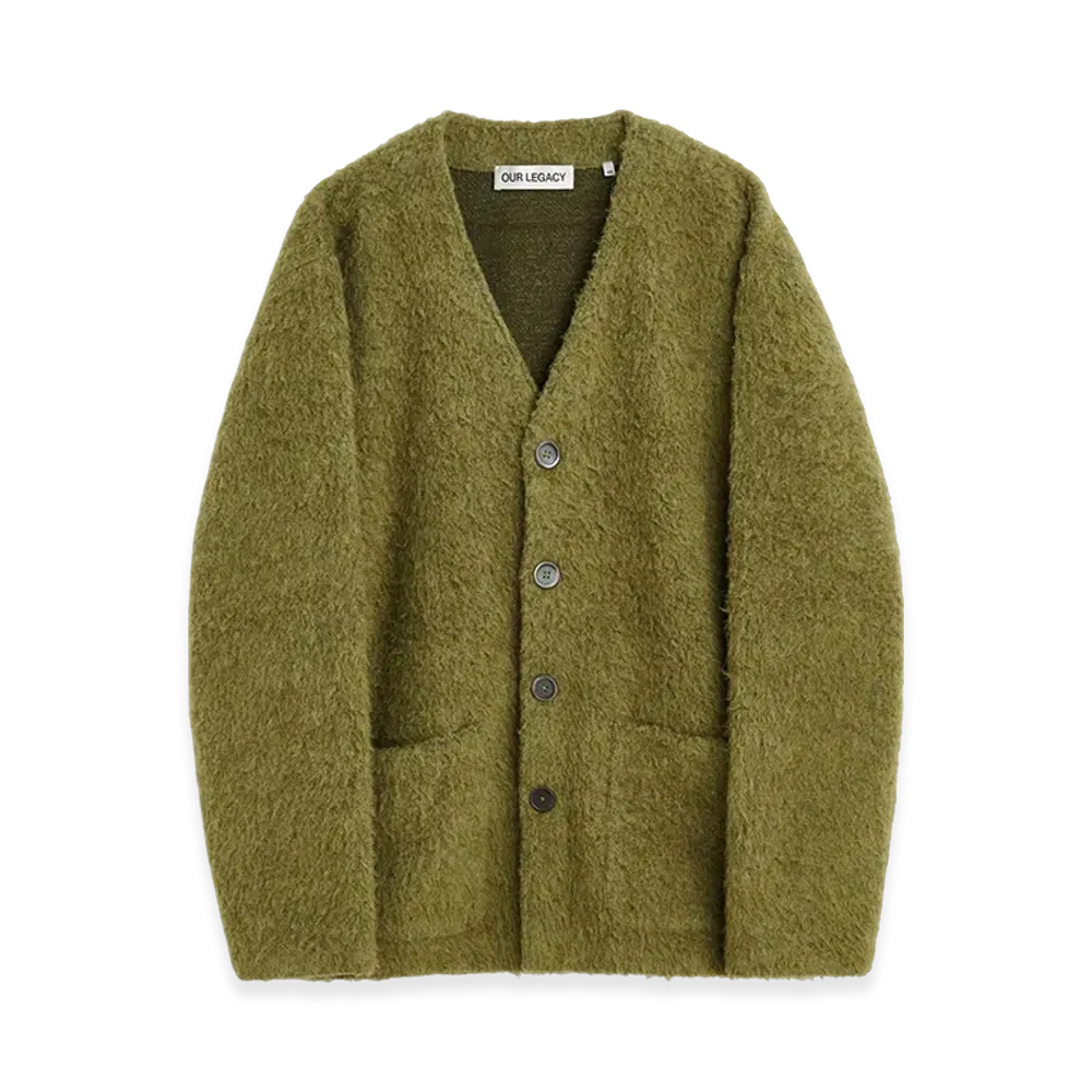 OUR LEGACY Cardigan "Fresh Moss Tumble Wool"