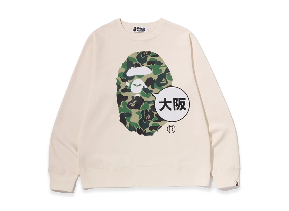 A BATHING APE Osaka Exclusive ABC Camo Ape Head Osaka Crewneck Sweatshirt "Ivory"