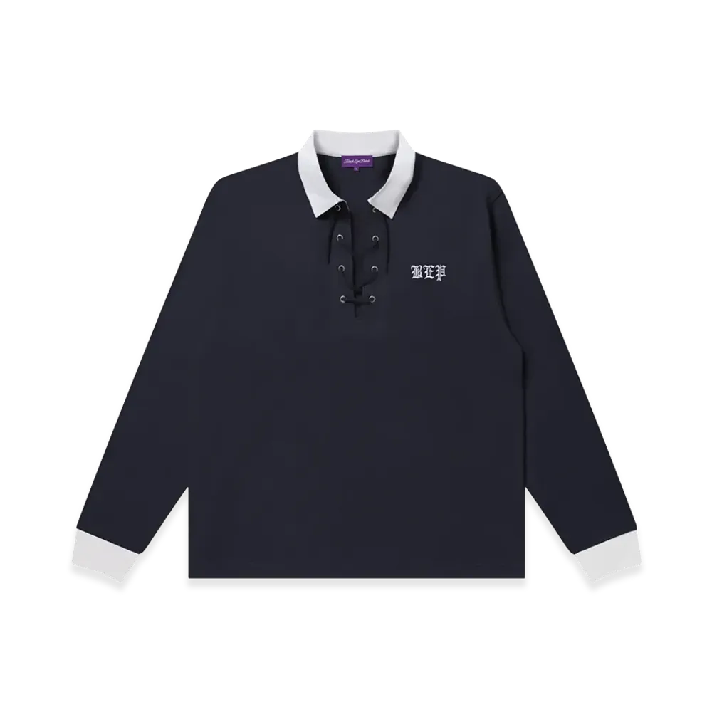 BlackEyePatch OE Japan Flag Lace Up Polo "Navy"