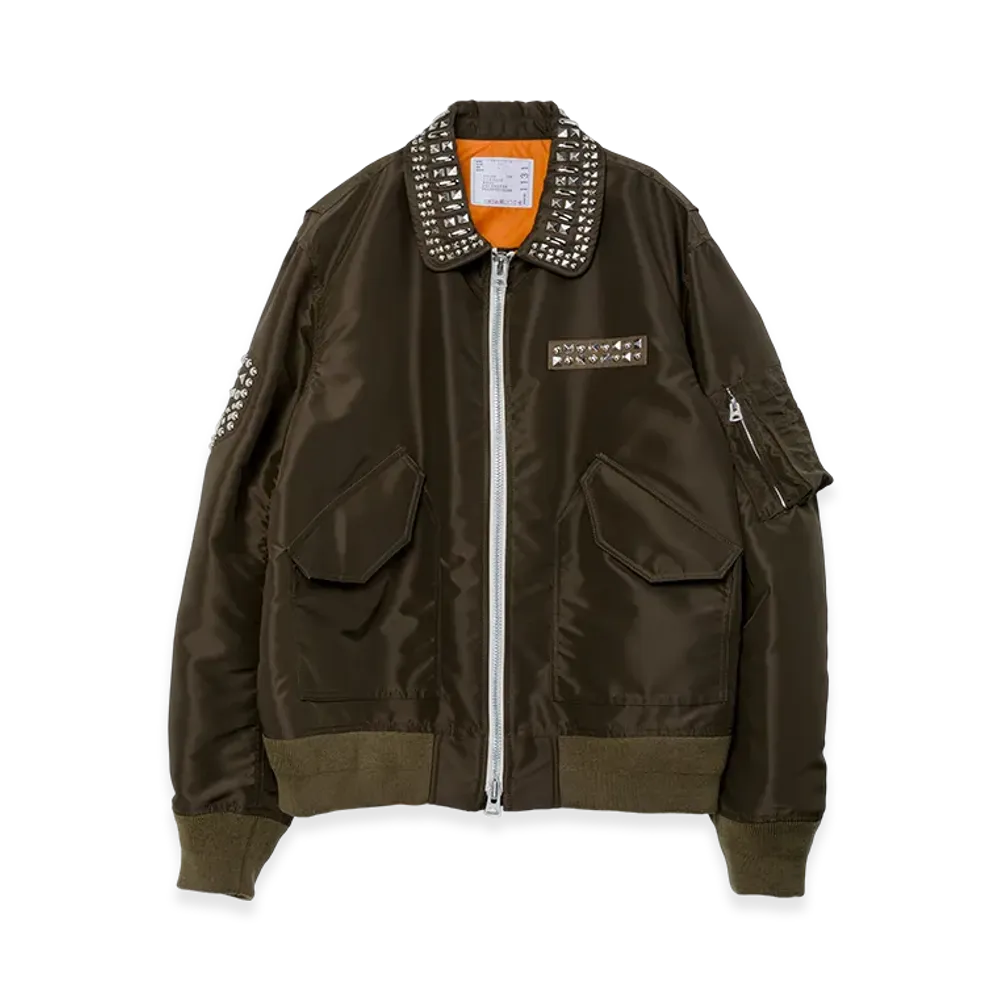 sacai Studded Nylon Twill Blouson "Dark Khaki"