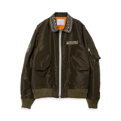 sacai Studded Nylon Twill Blouson "Dark Khaki"