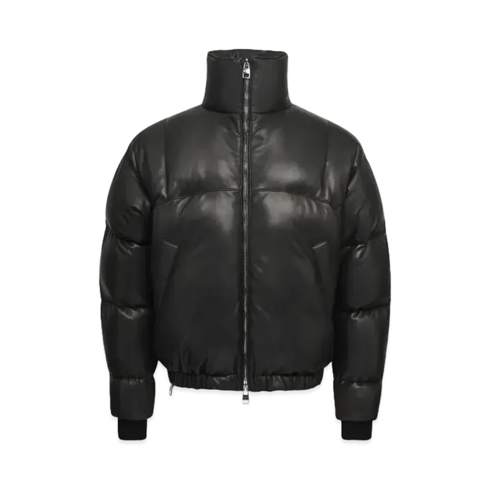 Alexander McQUEEN Leather Puffer Jacket "Black"