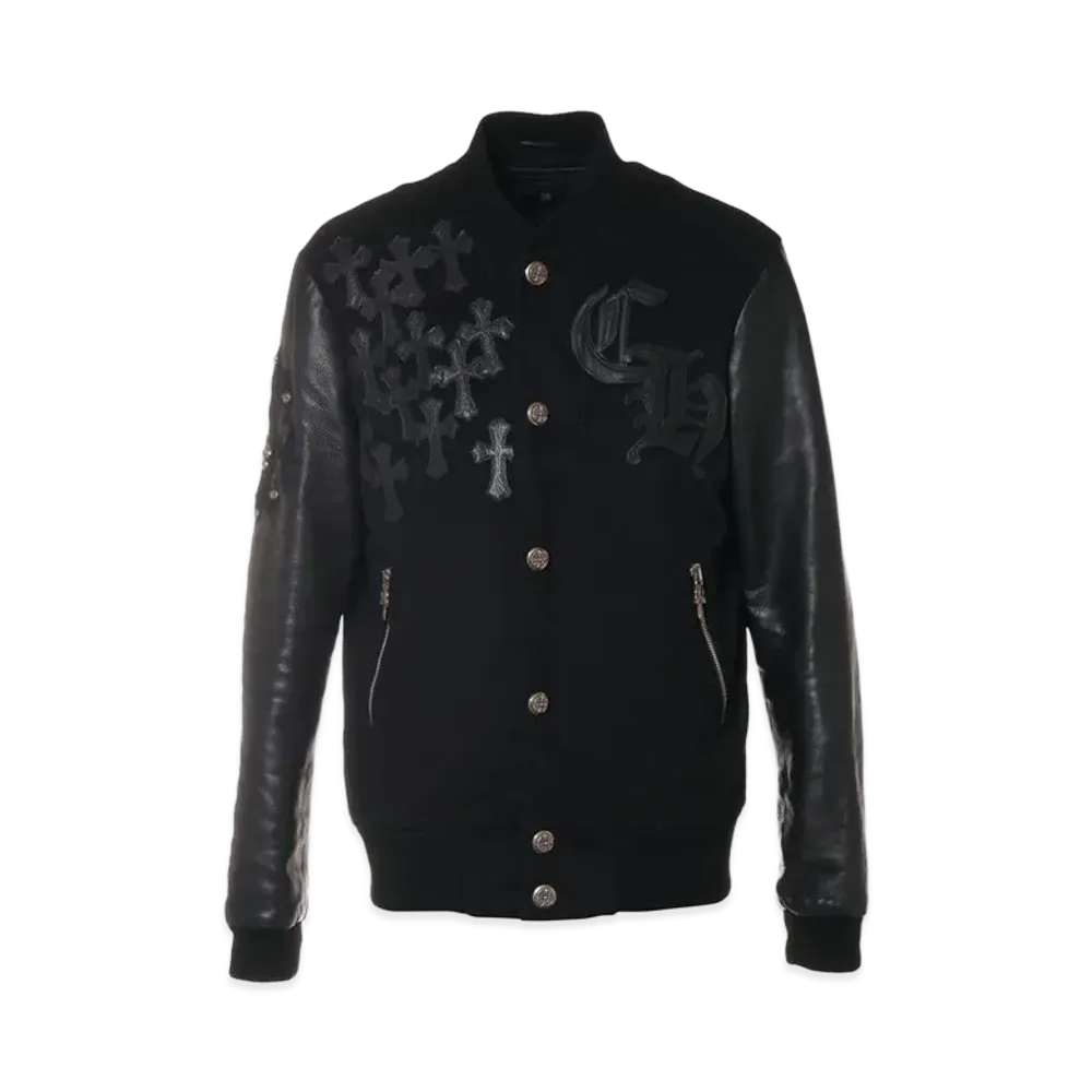 Chrome Hearts Letter Man CH Multi Leather Patch Leather Sleeve Blouson "Black"