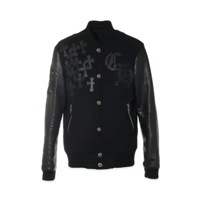 Chrome Hearts Letter Man CH Multi Leather Patch Leather Sleeve Blouson "Black"