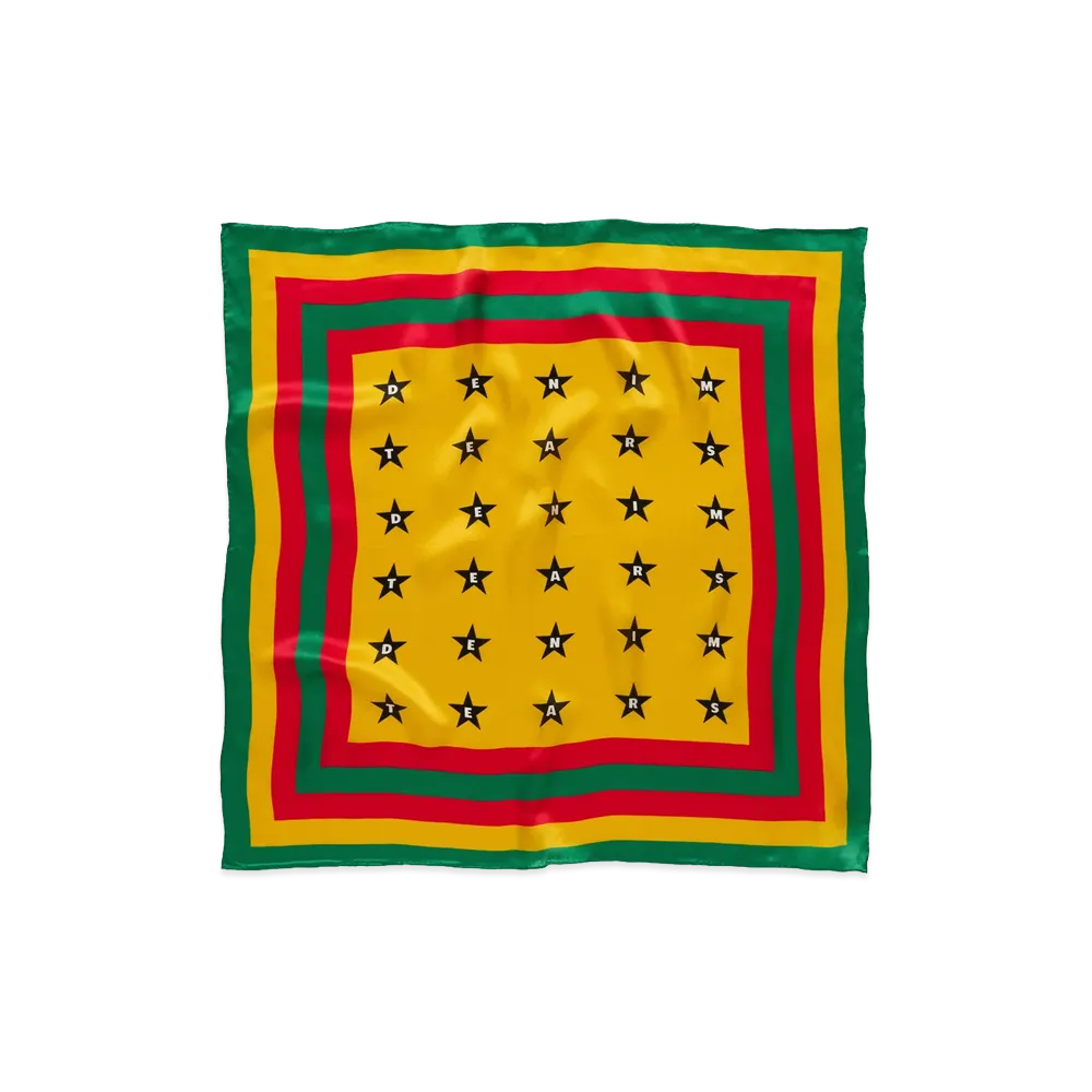 DENIM TEARS Diaspora Star Silk Scarf "Yellow/Green/Red"