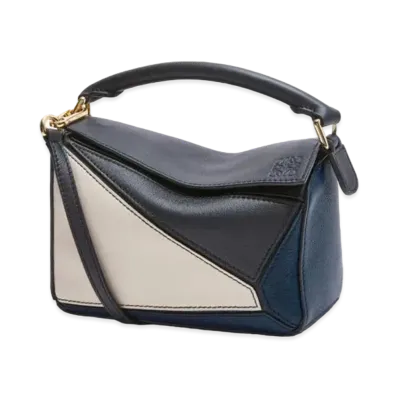 LOEWE Mini Puzzle Bag In Classic Calfskin "Black/Angora"