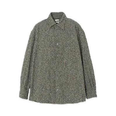 YOKE Needlepunched Cotton Plaid Shirt "Gray"