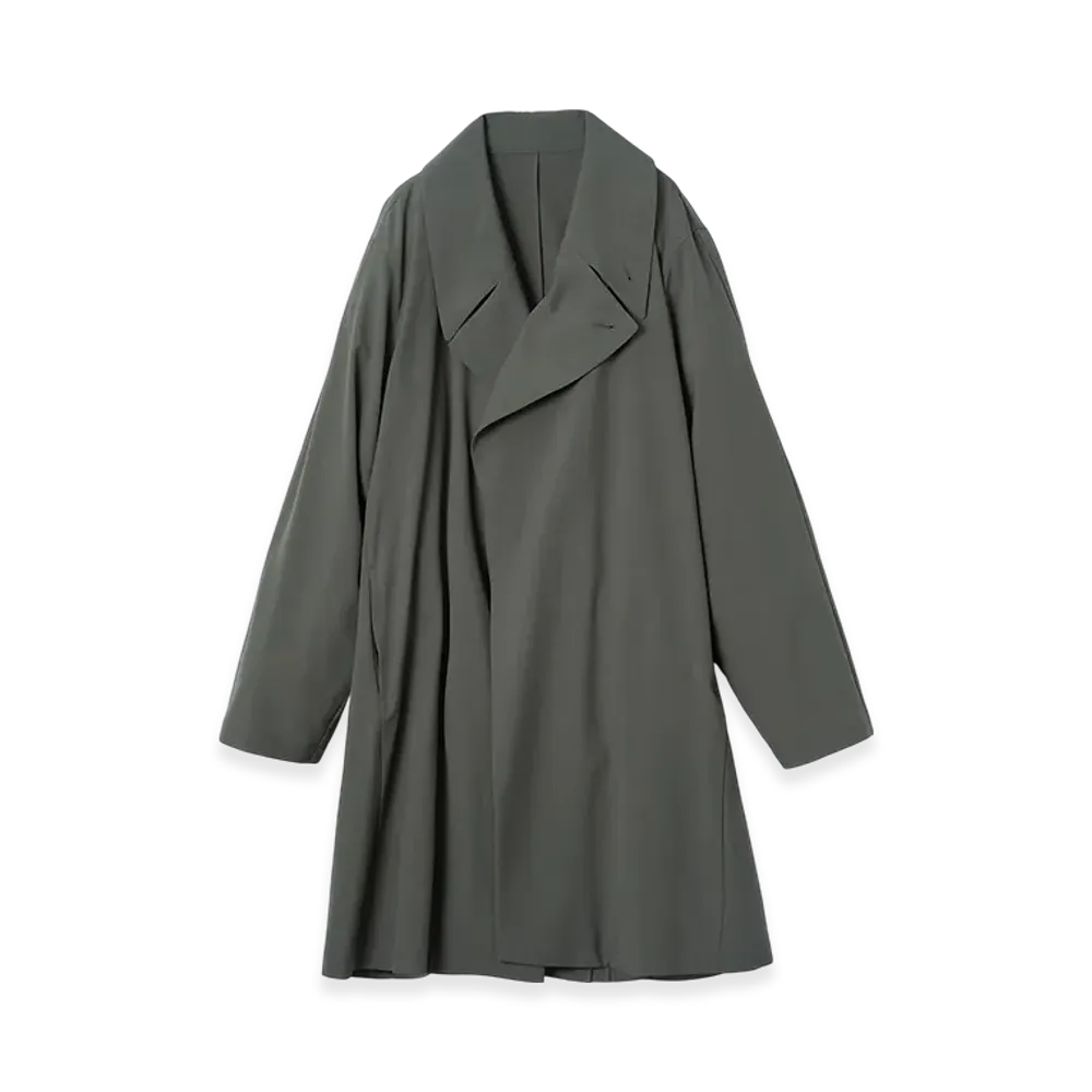 YOKE Super120'S Fine Wool Washer Tropical Double Breasted Coat "Blue Gray"