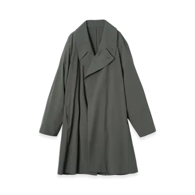 YOKE Super120'S Fine Wool Washer Tropical Double Breasted Coat "Blue Gray"