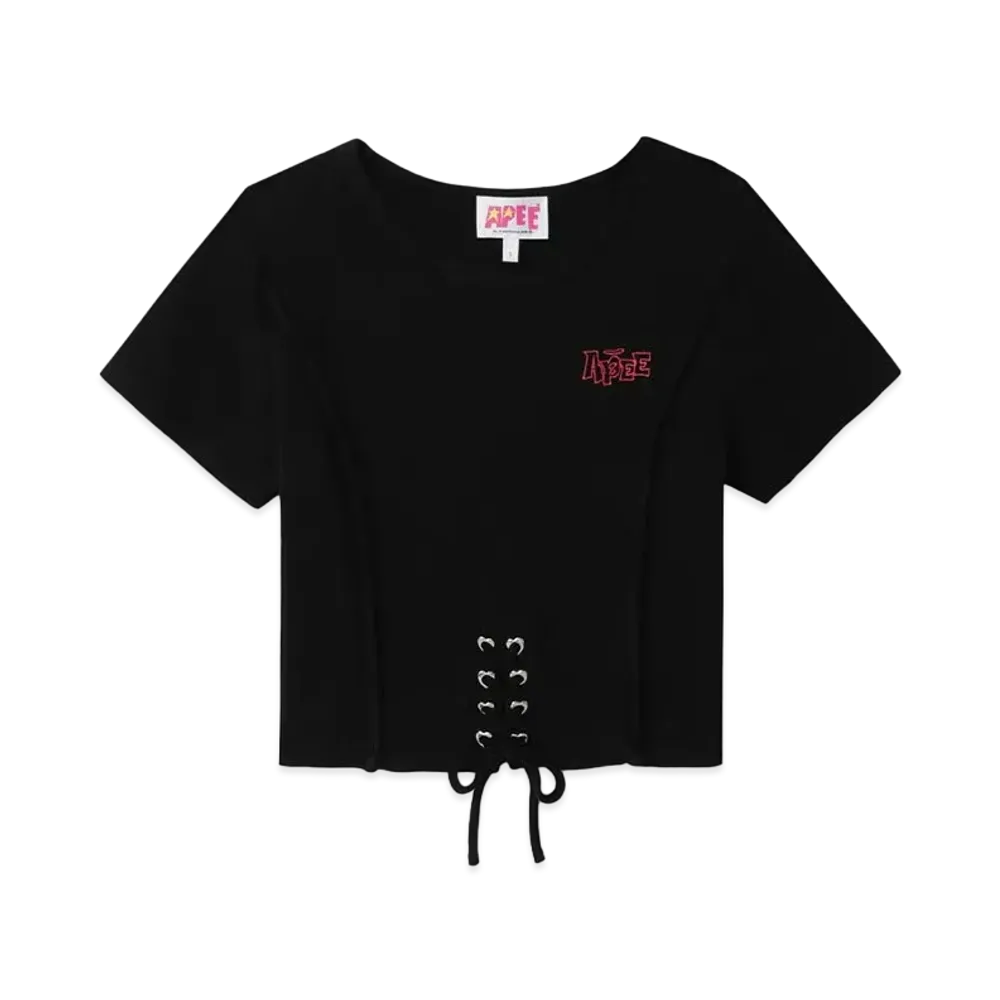 A BATHING APE Washed Lace Up Top "Black"