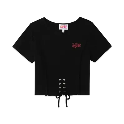 A BATHING APE Washed Lace Up Top "Black"