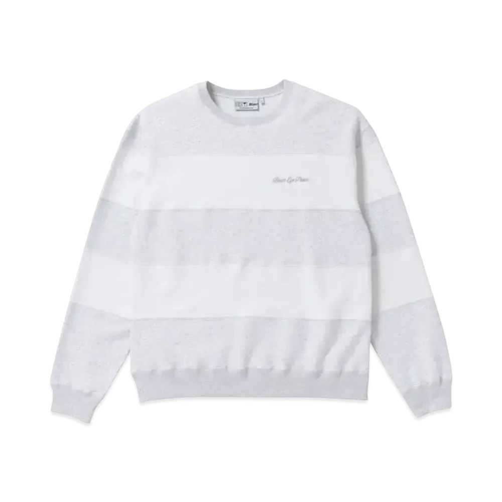 BlackEyePatch ROYAL SCRIPT BORDERED CREW SWEAT "Ash/White"