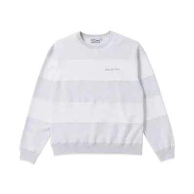 BlackEyePatch ROYAL SCRIPT BORDERED CREW SWEAT "Ash/White"