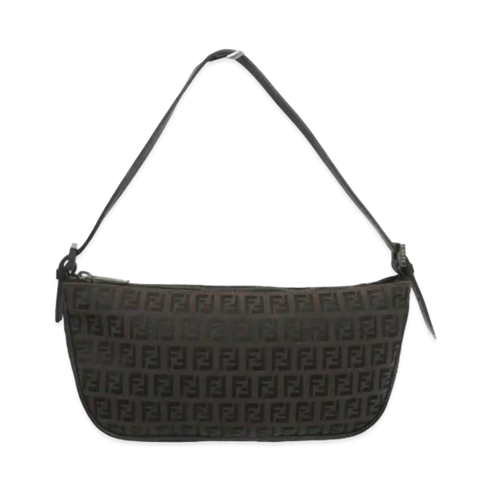 FENDI Zucca Canvas Shoulder Bag "Brown"