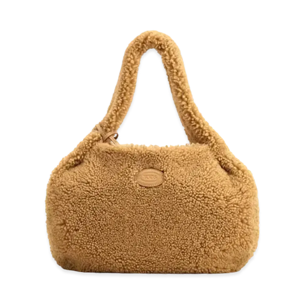 TOD'S Shirt Hobo Bag In Sheepskin Small "Beige"