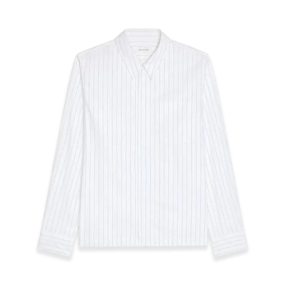 DRIES VAN NOTEN Cotton Zip Shirt "Navy"