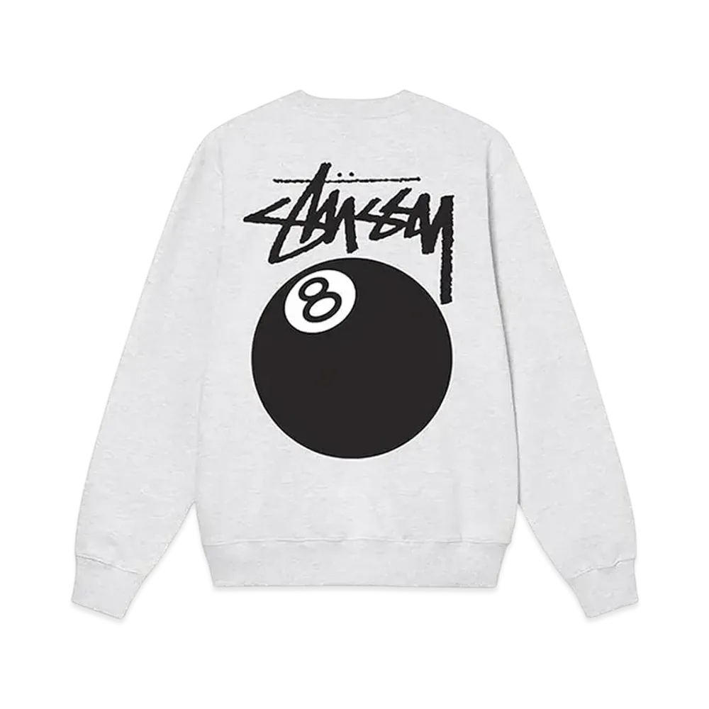 Stussy 8 Ball Crew Sweatshirt "Ash Heather"