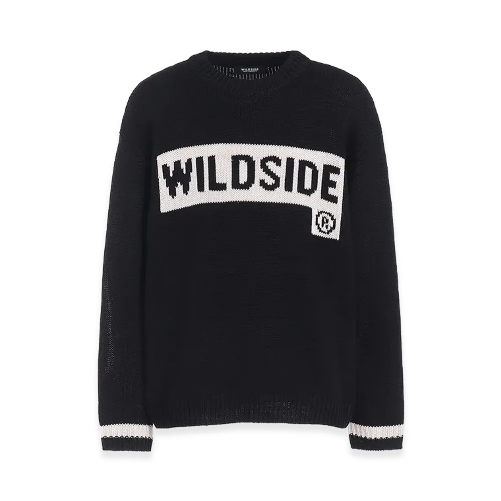 WILDSIDE YOHJI YAMAMOTO Intarsia Knit Pullover "Black"