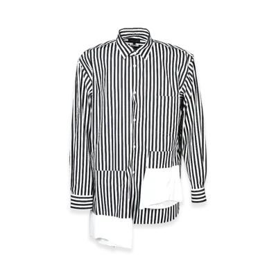 COMME des GARCONS HOMME PLUS Wide Cotton Broadcloth Stripe Cotton Cloth Shirt "White/Black"