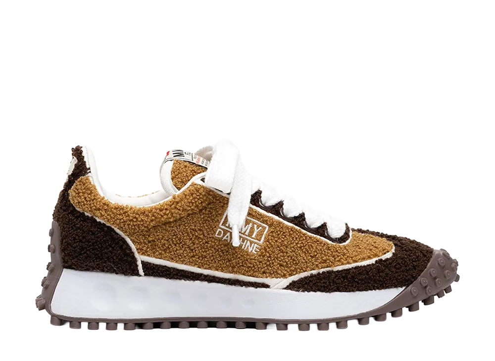 メゾンミハラヤスヒロ ウィメンズ ダフネ オリジナルソール チェニール エンブロイダリー キャンバス ローカットスニーカー "ブラウン"