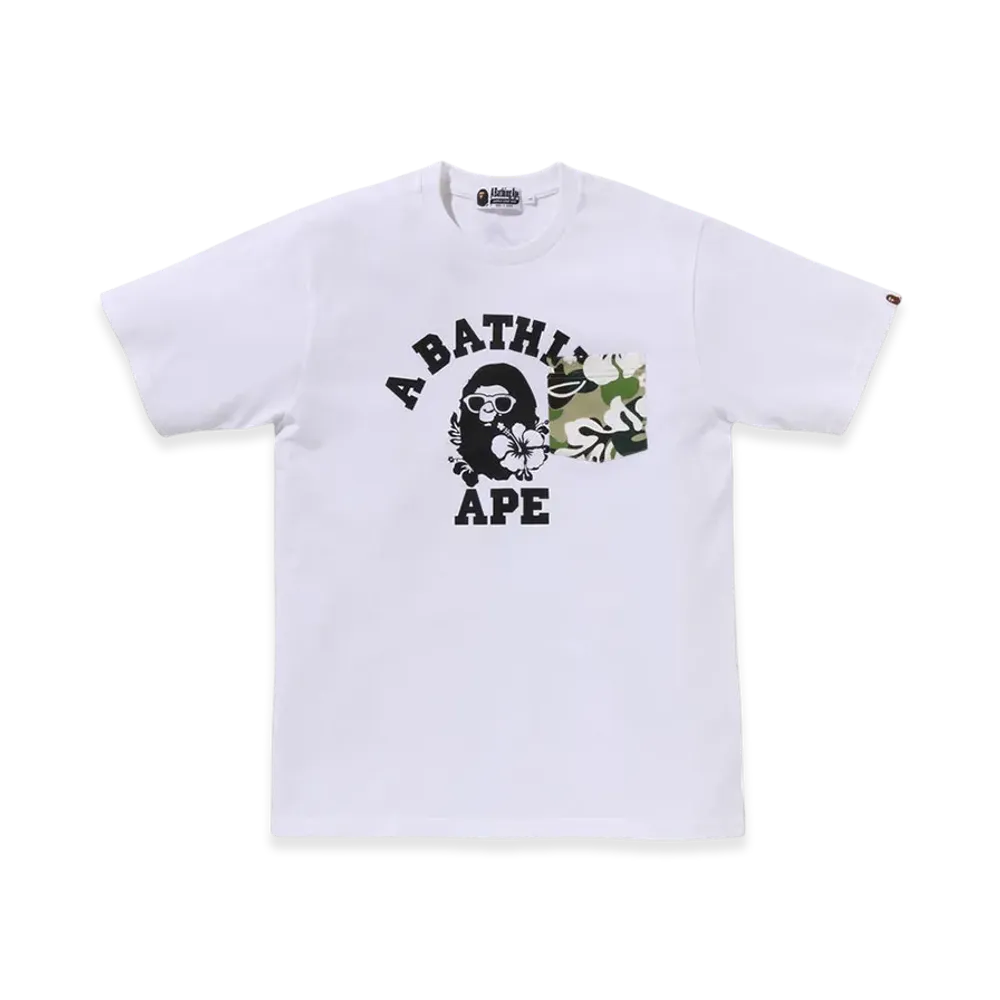 A BATHING APE ABC Resort Camo Pocket College Tee "White"