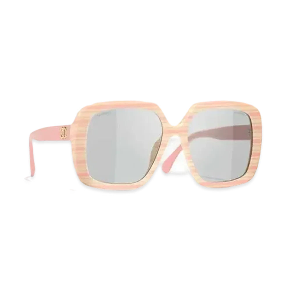 CHANEL Square Sunglasses "Yellow/Peach"