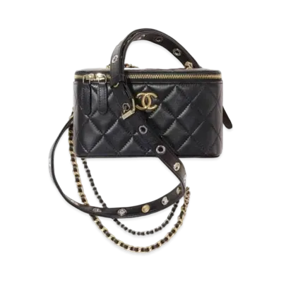 CHANEL Vanity Case Goat Skin "Black"