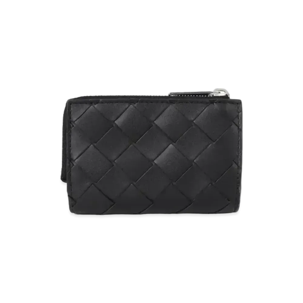 Bottega Veneta Intrecciato Calfskin Tiny Trifold Wallet "Black"