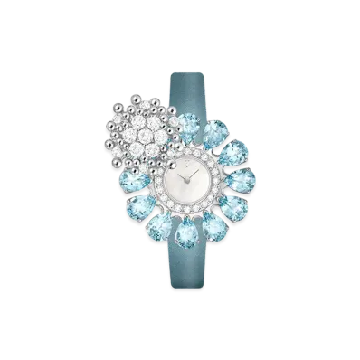 Van Cleef & Arpels Fleurette Secret watch "18K White gold/Aquamarine/Diamond/Mother-of-pearl"