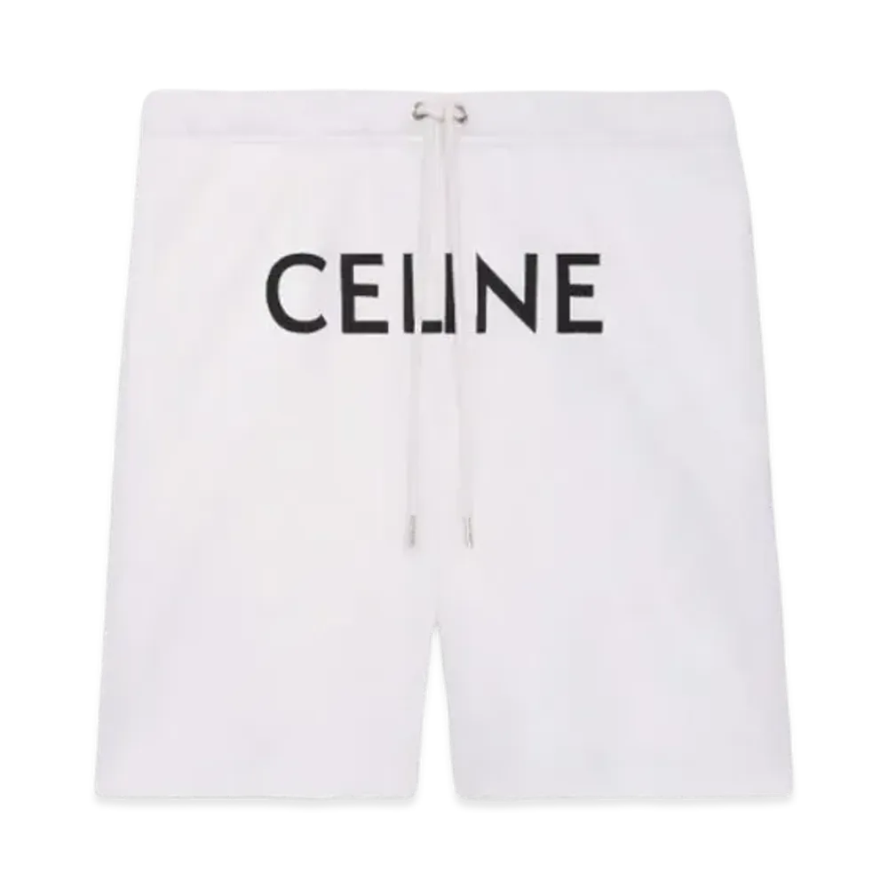 CELINE Loose Celine Shorts In Cotton Fleece "Off White/Black"