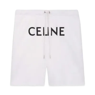 CELINE Loose Celine Shorts In Cotton Fleece "Off White/Black"