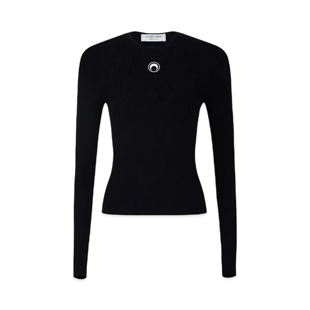 Marine Serre Core Knit Open Back Pullover "Black"