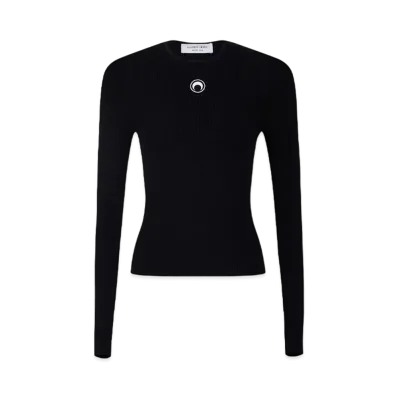 Marine Serre Core Knit Open Back Pullover "Black"
