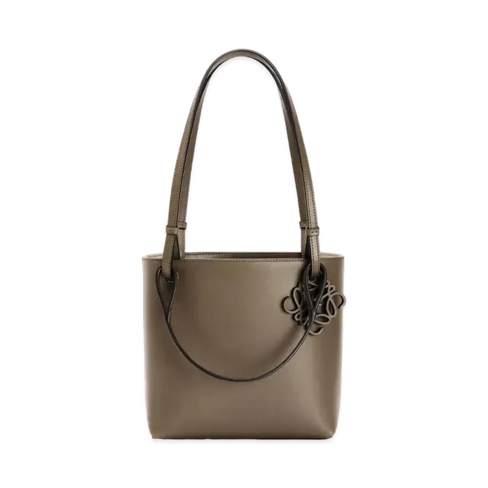 LOEWE Double Handle Square Bag In Calfskin "Khaki Green / Gold"