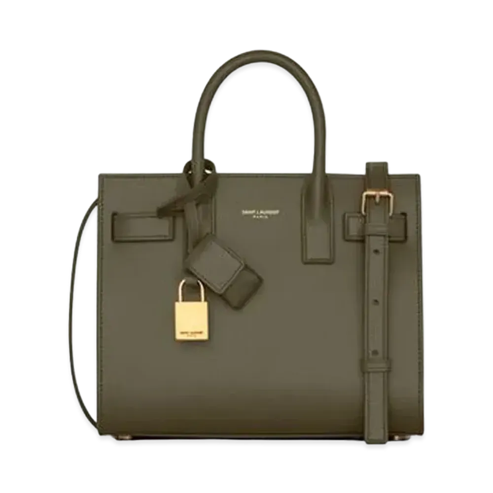 SAINT LAURENT Classic Sac De Jour Nano In Smooth Leather "Gray Khaki"