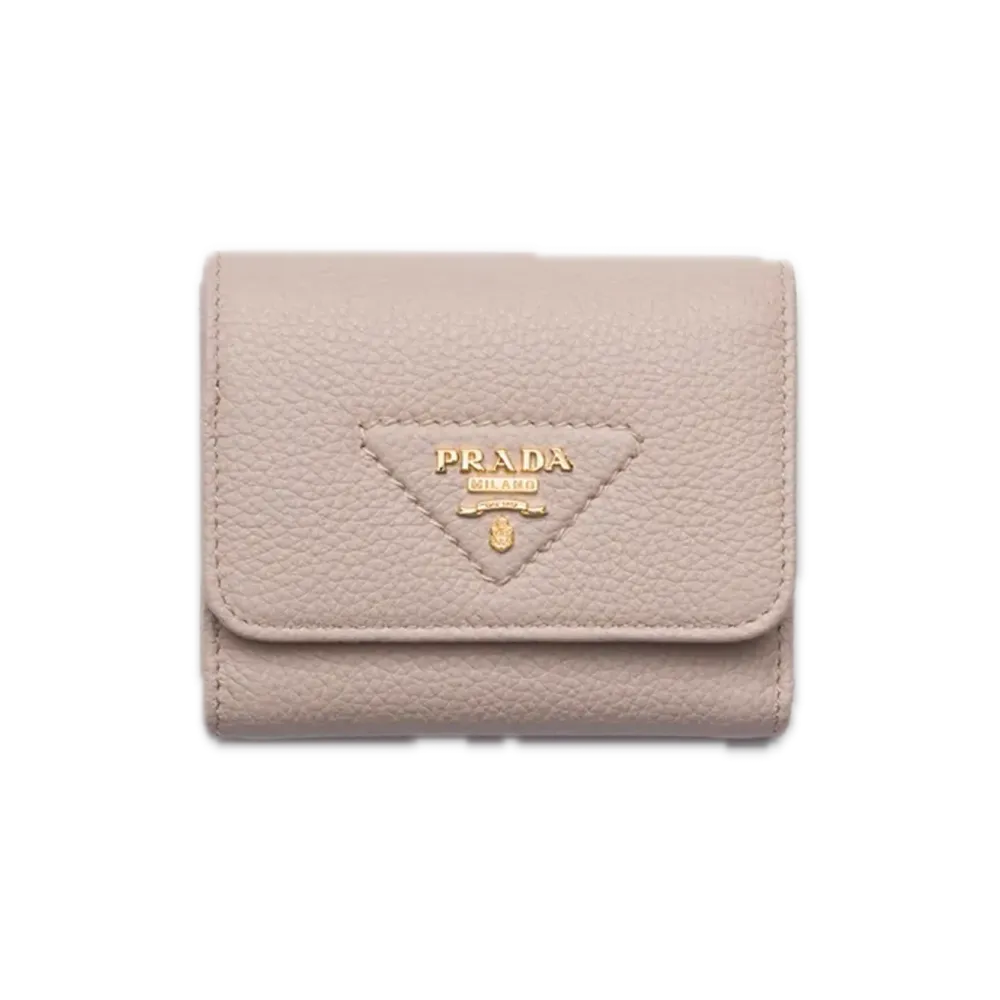 PRADA Vitello Daino Leather Mini Wallet "Water Lily"