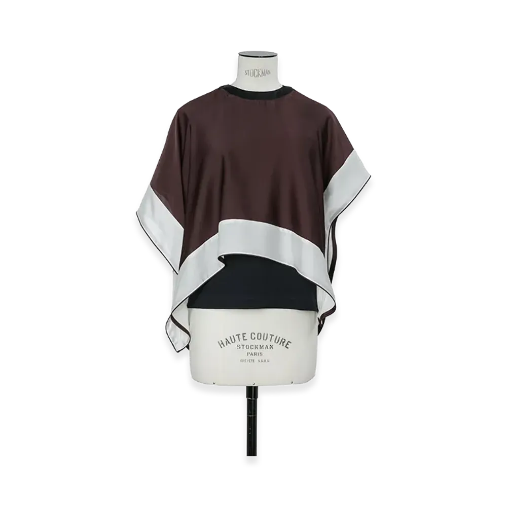 sacai Women's Satin x Cotton Jersey T-Shirt "Brown/Navy"