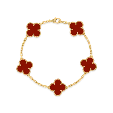 Van Cleef & Arpels Vintage Alhambra bracelet 5 motifs "18K Yellow gold/Carnelian"