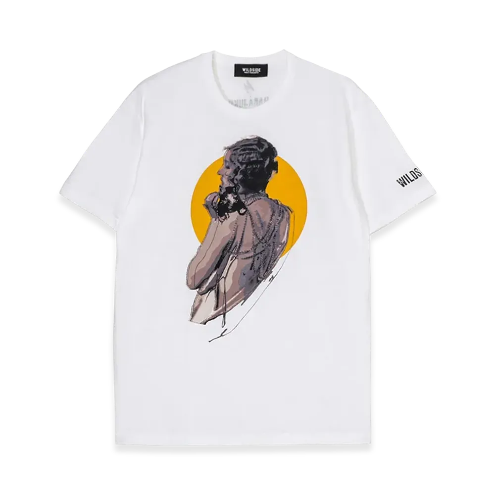 WILDSIDE YOHJI YAMAMOTO Cat and Woman T-shirt "White"