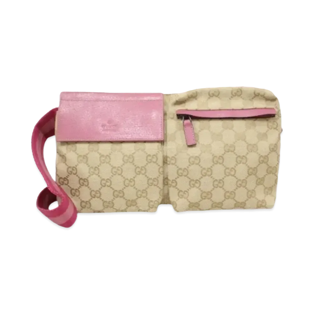 GUCCI GG Canvas Waist Pouch "Pink"