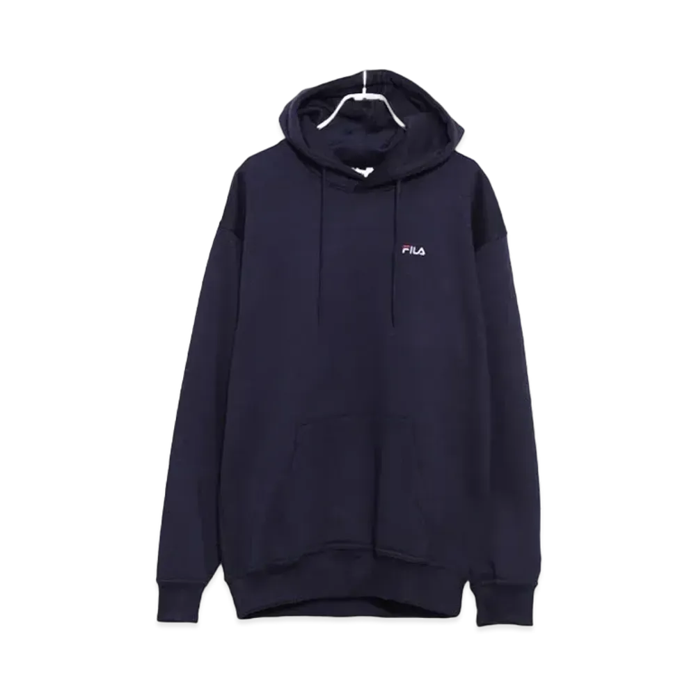FILA One Point Logo Embroidery Pull Hoodie Sweatshirt Hoodie Hoodie Brushed Lining "Navy"