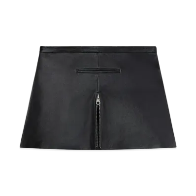 Courreges Tailored Zipped Leather Mini Skirt "Black"