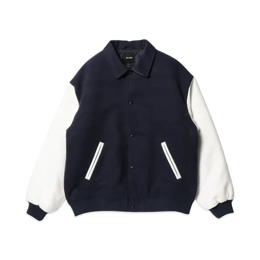 BEAMS Fleece Stadium Coaches Jacket "NavyWhite"