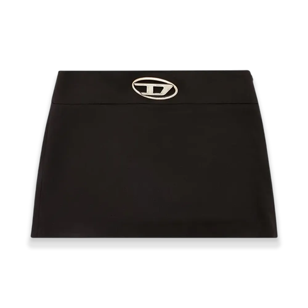 Diesel O-Dixy Mini Skirt In Wool Blend "Black Silver"