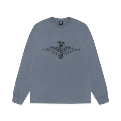 Stussy Skull Wings LS Tee Pigment Dyed "Navy"