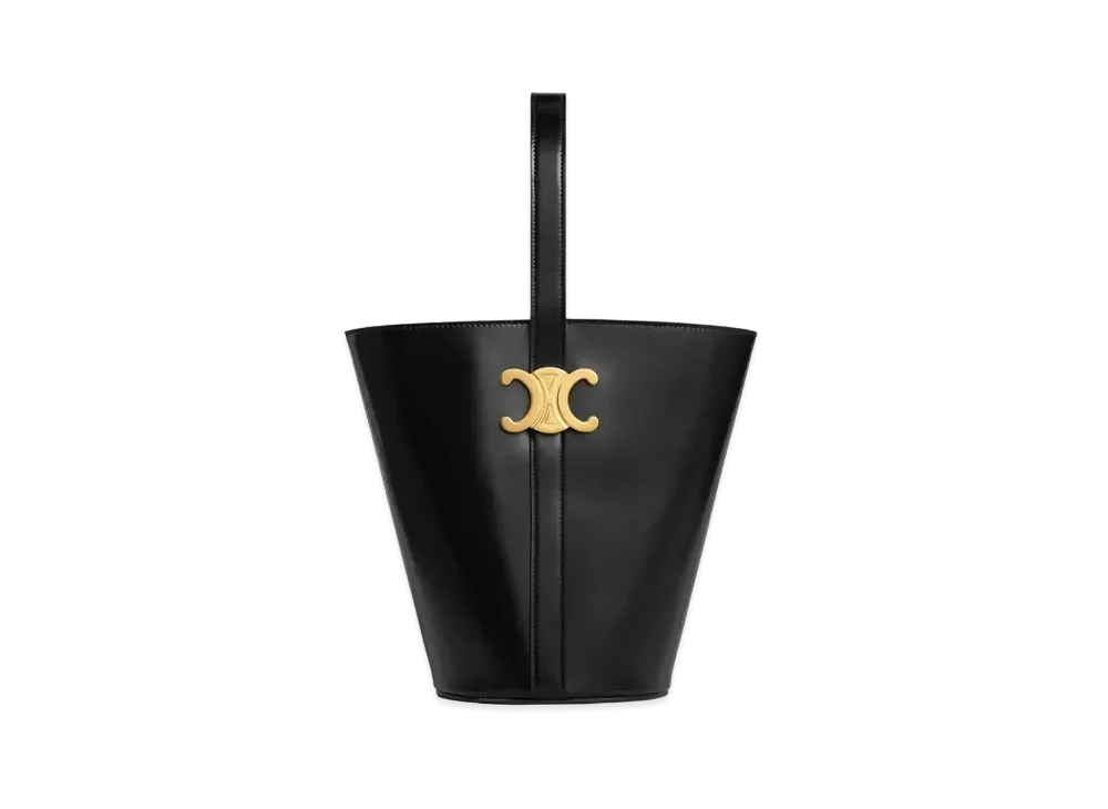 CELINE Bucket Triomphe In Shiny Calfskin "Black"