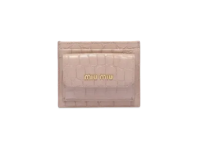 MIU MIU Croco-Print Leather Card Holder "Water Lily"