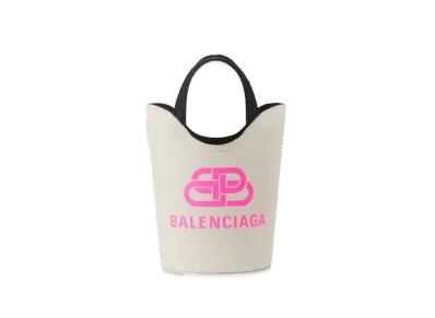 BALENCIAGA Women's Wave XS Tote "Natural/Fluo Pink"