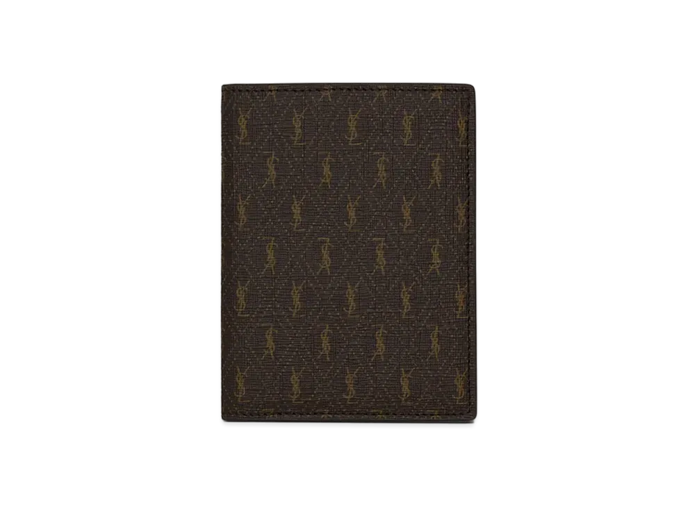 SAINT LAURENT Le Monogramme Credit Card Wallet In Saint Laurent Monogram Canvas "Chestnut"